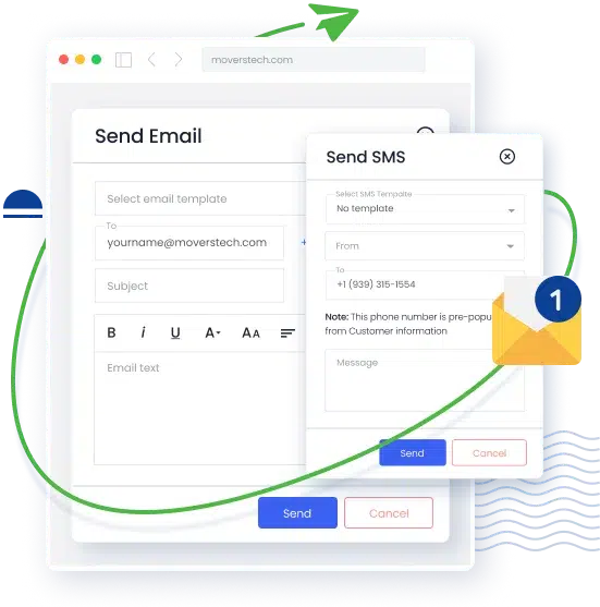 send email or send sms box
