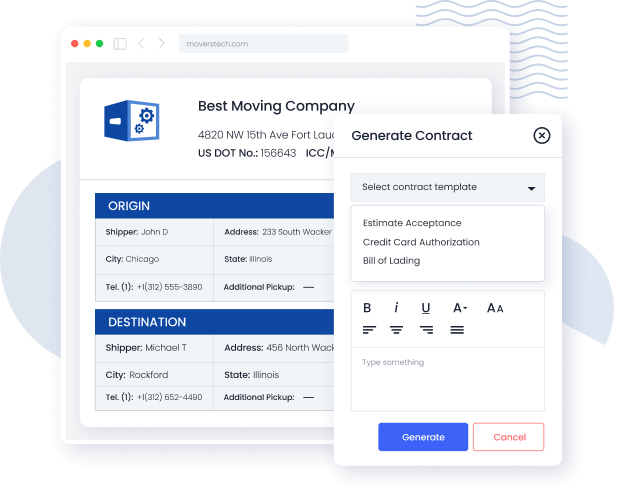 generate a contract pop up
